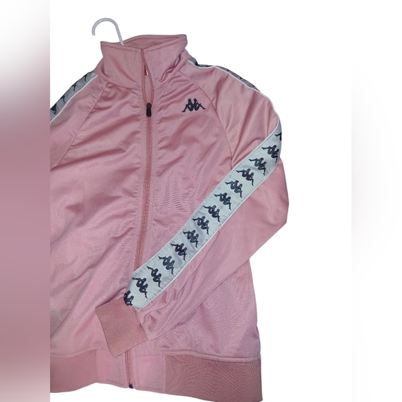 Kappa Pink Track Jacket W/ White Striped Logo On Sleeves Size Small - Picture 9 of 15